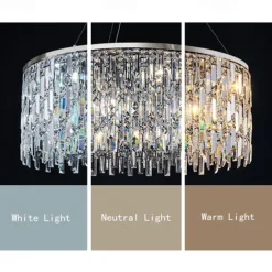 Light luxury living room chandelier new modern simple round light luxury crystal lamp designer home atmosphere restaurant chandelier