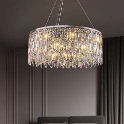 Light luxury living room chandelier new modern simple round light luxury crystal lamp designer home atmosphere restaurant chandelier
