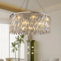 Light luxury living room chandelier new modern simple round light luxury crystal lamp designer home atmosphere restaurant chandelier