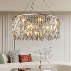 Light luxury living room chandelier new modern simple round light luxury crystal lamp designer home atmosphere restaurant chandelier
