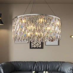 Light luxury living room chandelier new modern simple round light luxury crystal lamp designer home atmosphere restaurant chandelier