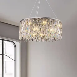 Light luxury living room chandelier new modern simple round light luxury crystal lamp designer home atmosphere restaurant chandelier