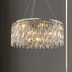 Light luxury living room chandelier new modern simple round light luxury crystal lamp designer home atmosphere restaurant chandelier