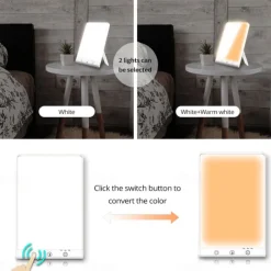 Light Therapy Lamp 12000 Lux Mood Light with 2 Color Modes 3 Brightness Levels 3 Timer Settings Touch Control UV-Free Daylight Lamp