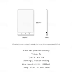 Light Therapy Lamp 12000 Lux Mood Light with 2 Color Modes 3 Brightness Levels 3 Timer Settings Touch Control UV-Free Daylight Lamp