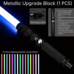 Light Up Toys Metal Hilt 3 Sound Modes Rechargeable Force FX Heavy Dueling Light Toys Set Cosplay Children Adults for Hallown for Christmas Gifts
