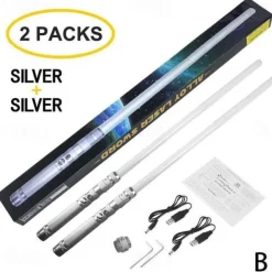 Light Up Toys Metal Hilt 3 Sound Modes Rechargeable Force FX Heavy Dueling Light Toys Set Cosplay Children Adults for Hallown for Christmas Gifts