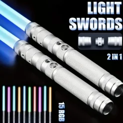 Light Up Toys Metal Hilt 3 Sound Modes Rechargeable Force FX Heavy Dueling Light Toys Set Cosplay Children Adults for Hallown for Christmas Gifts