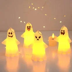 Lighted Ghost Pendant Halloween Led Electronic Candle Party Props Atmosphere Decoration Halloween Ornament