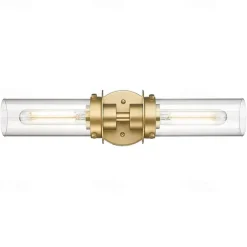 Lightinthebox Bathroom Light Fixtures Over Mirror, Gold Vanity Lights in Clear Glass Indoor Wall Sconce, Modern Cylinder Wall Light Up and Down Wall Mount Lamp for Bathroom, Bedroom, Hallway 110-240V