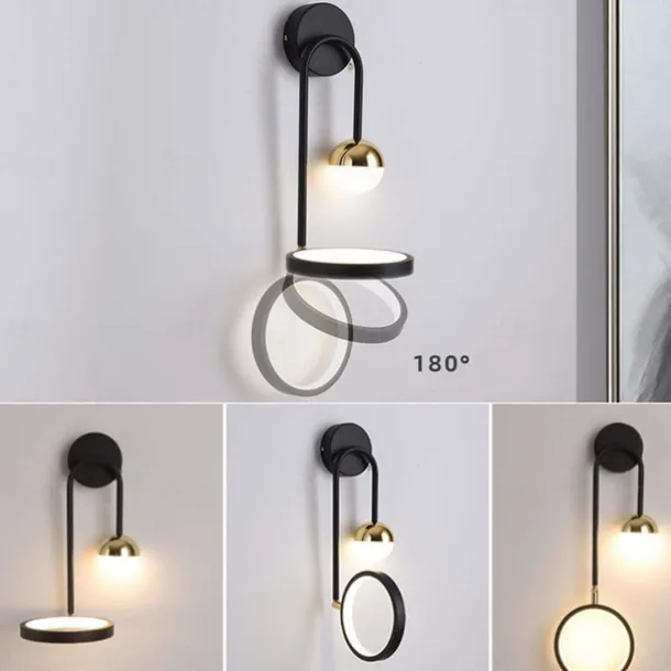 Lightinthebox LED Wall Lamps 13W Led Lamp Black Modern Simplicity Creative Indoor Lighting Wall Lights 180 Degree Rotation for Bedroom Living Room Office Hallway