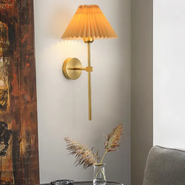 Lightinthebox Wall Sconces 1PCS White Fabric lampshade Gold Wall Lamp Column Bracket Wall Lighting Bathroom Dresser Hardwired lamp Applicable to Living Room Bedroom Dining Room 110-240V