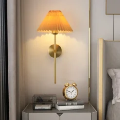 Lightinthebox Wall Sconces 1PCS White Fabric lampshade Gold Wall Lamp Column Bracket Wall Lighting Bathroom Dresser Hardwired lamp Applicable to Living Room Bedroom Dining Room 110-240V