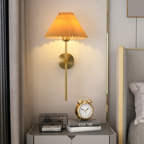 Lightinthebox Wall Sconces 1PCS White Fabric lampshade Gold Wall Lamp Column Bracket Wall Lighting Bathroom Dresser Hardwired lamp Applicable to Living Room Bedroom Dining Room 110-240V