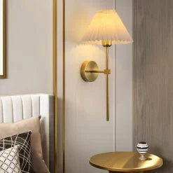 Lightinthebox Wall Sconces 1PCS White Fabric lampshade Gold Wall Lamp Column Bracket Wall Lighting Bathroom Dresser Hardwired lamp Applicable to Living Room Bedroom Dining Room 110-240V