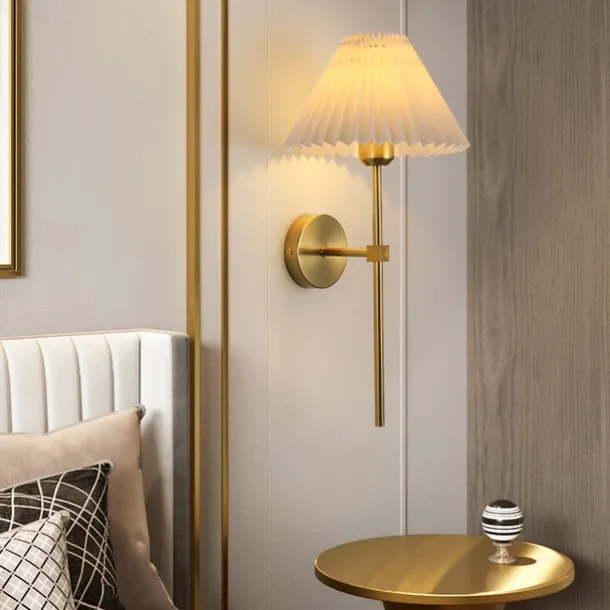 Lightinthebox Wall Sconces 1PCS White Fabric lampshade Gold Wall Lamp Column Bracket Wall Lighting Bathroom Dresser Hardwired lamp Applicable to Living Room Bedroom Dining Room 110-240V