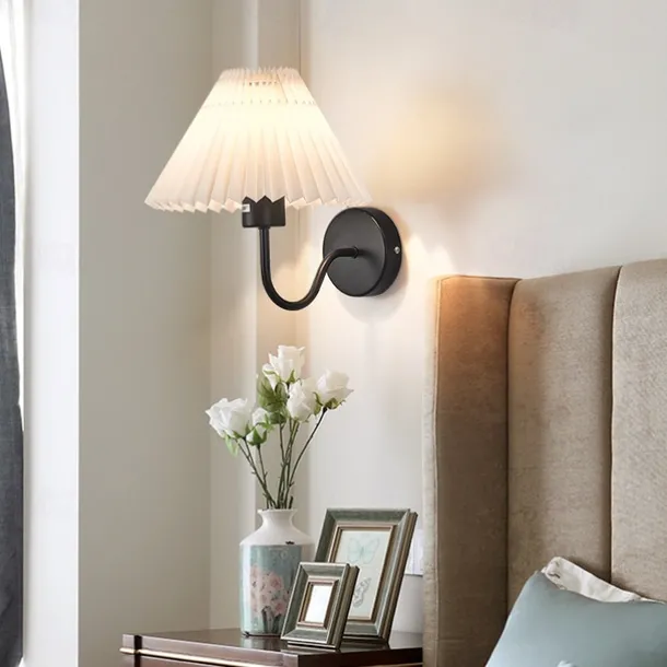 Lightinthebox Wall Sconces 1PCS White Fabric lampshade Gold Wall Lamp Column Bracket Wall Lighting Bathroom Dresser Hardwired lamp Applicable to Living Room Bedroom Dining Room 110-240V