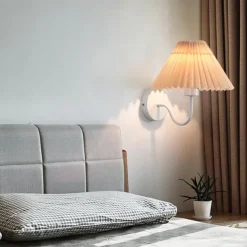 Lightinthebox Wall Sconces 1PCS White Fabric lampshade Gold Wall Lamp Column Bracket Wall Lighting Bathroom Dresser Hardwired lamp Applicable to Living Room Bedroom Dining Room 110-240V