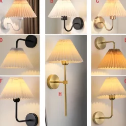 Lightinthebox Wall Sconces 1PCS White Fabric lampshade Gold Wall Lamp Column Bracket Wall Lighting Bathroom Dresser Hardwired lamp Applicable to Living Room Bedroom Dining Room 110-240V