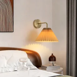 Lightinthebox Wall Sconces 1PCS White Fabric lampshade Gold Wall Lamp Column Bracket Wall Lighting Bathroom Dresser Hardwired lamp Applicable to Living Room Bedroom Dining Room 110-240V