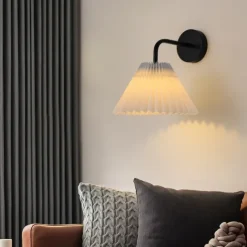 Lightinthebox Wall Sconces 1PCS White Fabric lampshade Gold Wall Lamp Column Bracket Wall Lighting Bathroom Dresser Hardwired lamp Applicable to Living Room Bedroom Dining Room 110-240V