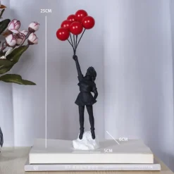 Little Girl Statue With Balloon - Modern Art Sculpture For Home Decor, Resin Figure Sculpture Crafts Ornaments, Living Room TV Cabinet Bookshelf Collectible Decor, Home Decor,Christmas Gift