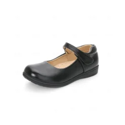 Little Girls' Black Patent Mary Jane Shoes with Hook-and-Loop Strap – Easy On School Dress Shoes for Elementary Kids