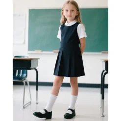 Little Girls' Black Patent Mary Jane Shoes with Hook-and-Loop Strap – Easy On School Dress Shoes for Elementary Kids