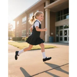 Little Girls' Black Patent Mary Jane Shoes with Hook-and-Loop Strap – Easy On School Dress Shoes for Elementary Kids