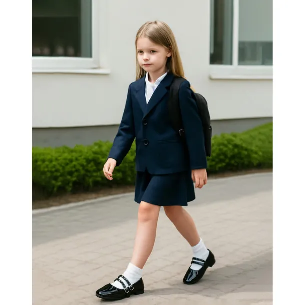 Little Girls' Double Strap Patent Mary Jane Flats – Classic Buckle School Shoes for Daily Wear and Uniform Use