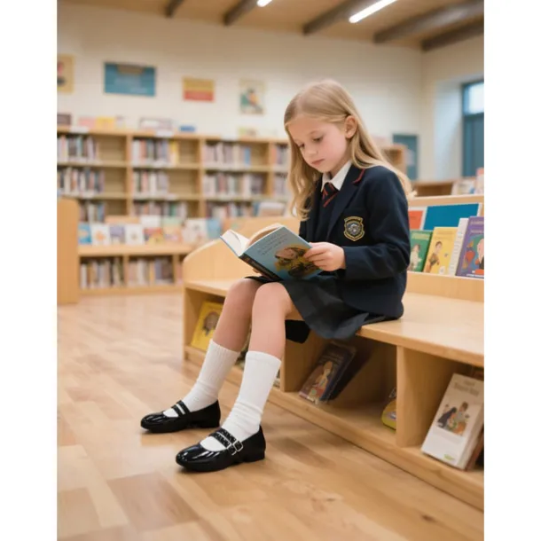 Little Girls' Double Strap Patent Mary Jane Flats – Classic Buckle School Shoes for Daily Wear and Uniform Use