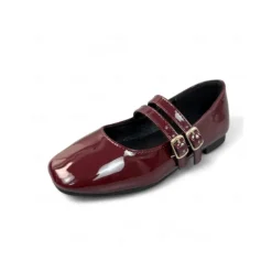 Little Girls' Double Strap Patent Mary Jane Flats – Classic Buckle School Shoes for Daily Wear and Uniform Use