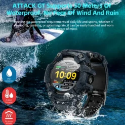 LOKMAT ATTACK GT Smart Watch 1.32 inch Smartwatch Fitness Running Watch Bluetooth Pedometer Call Reminder Sleep Tracker Compatible with Android iOS Women Men Long Standby Hands-Free Calls Waterproof