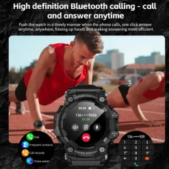 LOKMAT ATTACK GT Smart Watch 1.32 inch Smartwatch Fitness Running Watch Bluetooth Pedometer Call Reminder Sleep Tracker Compatible with Android iOS Women Men Long Standby Hands-Free Calls Waterproof