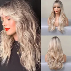 Long Blonde Highlight Wigs Blonde Curly Wavy Wigs for Women Honey Blonde Mixed Platinum Blonde Natural Looking for Daily Cosplay Party Hallowe Halloween Wigs