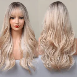 Long Blonde Highlight Wigs Blonde Curly Wavy Wigs for Women Honey Blonde Mixed Platinum Blonde Natural Looking for Daily Cosplay Party Hallowe Halloween Wigs