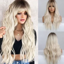 Long Blonde Highlight Wigs Blonde Curly Wavy Wigs for Women Honey Blonde Mixed Platinum Blonde Natural Looking for Daily Cosplay Party Hallowe Halloween Wigs