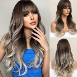 Long Blonde Highlight Wigs Blonde Curly Wavy Wigs for Women Honey Blonde Mixed Platinum Blonde Natural Looking for Daily Cosplay Party Hallowe Halloween Wigs