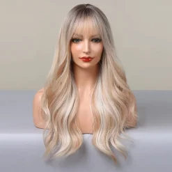 Long Blonde Highlight Wigs Blonde Curly Wavy Wigs for Women Honey Blonde Mixed Platinum Blonde Natural Looking for Daily Cosplay Party Hallowe Halloween Wigs