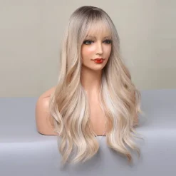 Long Blonde Highlight Wigs Blonde Curly Wavy Wigs for Women Honey Blonde Mixed Platinum Blonde Natural Looking for Daily Cosplay Party Hallowe Halloween Wigs