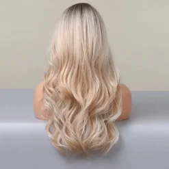 Long Blonde Highlight Wigs Blonde Curly Wavy Wigs for Women Honey Blonde Mixed Platinum Blonde Natural Looking for Daily Cosplay Party Hallowe Halloween Wigs