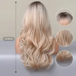 Long Blonde Highlight Wigs Blonde Curly Wavy Wigs for Women Honey Blonde Mixed Platinum Blonde Natural Looking for Daily Cosplay Party Hallowe Halloween Wigs