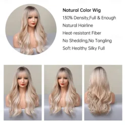 Long Blonde Highlight Wigs Blonde Curly Wavy Wigs for Women Honey Blonde Mixed Platinum Blonde Natural Looking for Daily Cosplay Party Hallowe Halloween Wigs