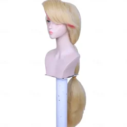 Long Blonde with Pink Cosplay Wig with Fangs for Women Costume Halloween Cosplay Party Wigs