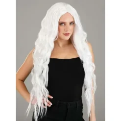 Long Bright White Wavy Wig Halloween Cosplay Party Wigs