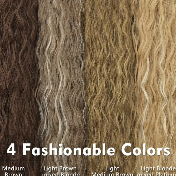 Long Corn Wave Ponytail Hair Extensions Drawstring Medium Brown Curly Pony tail Hair Pieces for Women Natural Clip in Ponytail HairPieces Synthetic (30inch)