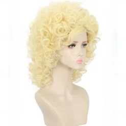 Long Curly Blonde 70s 80s Wig Women Carnival Cosplay Costume Wig Halloween Wigs