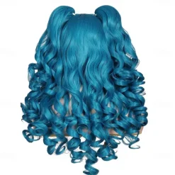 Long Curly Cosplay Wig with 2 Ponytails Wig Halloween Wigs