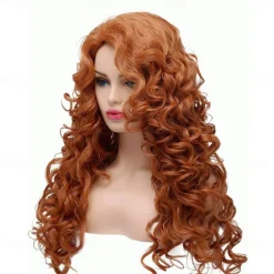 Long Fox Red Hair Curly Wavy Full Head Halloween Wigs for Women Cosplay Costume Party Hairpiece