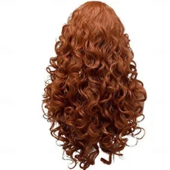 Long Fox Red Hair Curly Wavy Full Head Halloween Wigs for Women Cosplay Costume Party Hairpiece